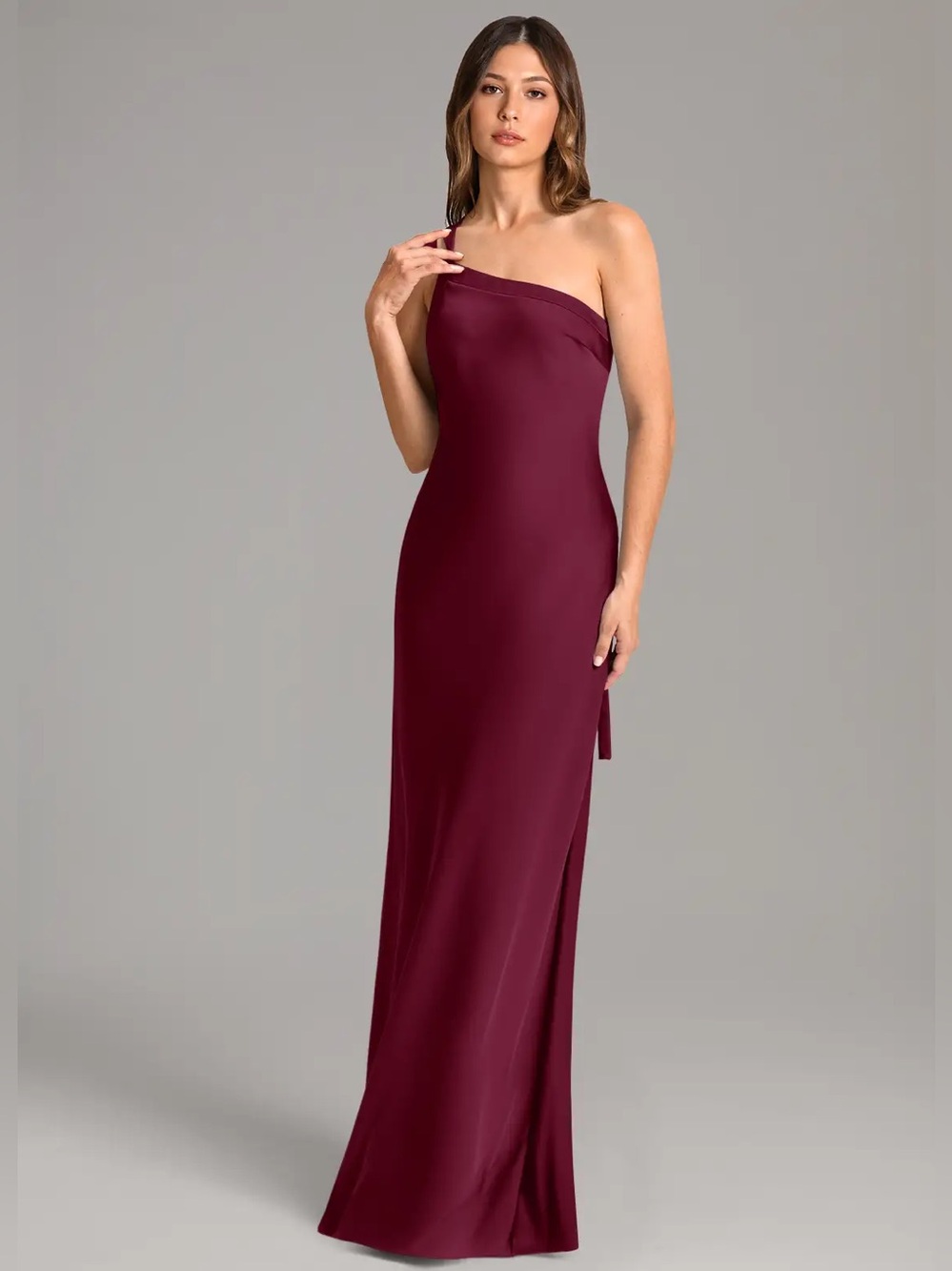 Azazie Monroe
Mulberry Mermaid One Shoulder Stretch Satin Dress